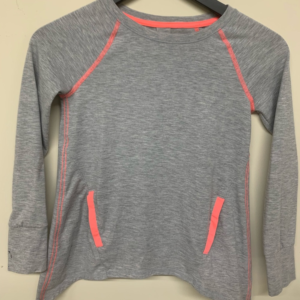 Cat & Jack L/S Heather Gray w/Neon Stitching Top